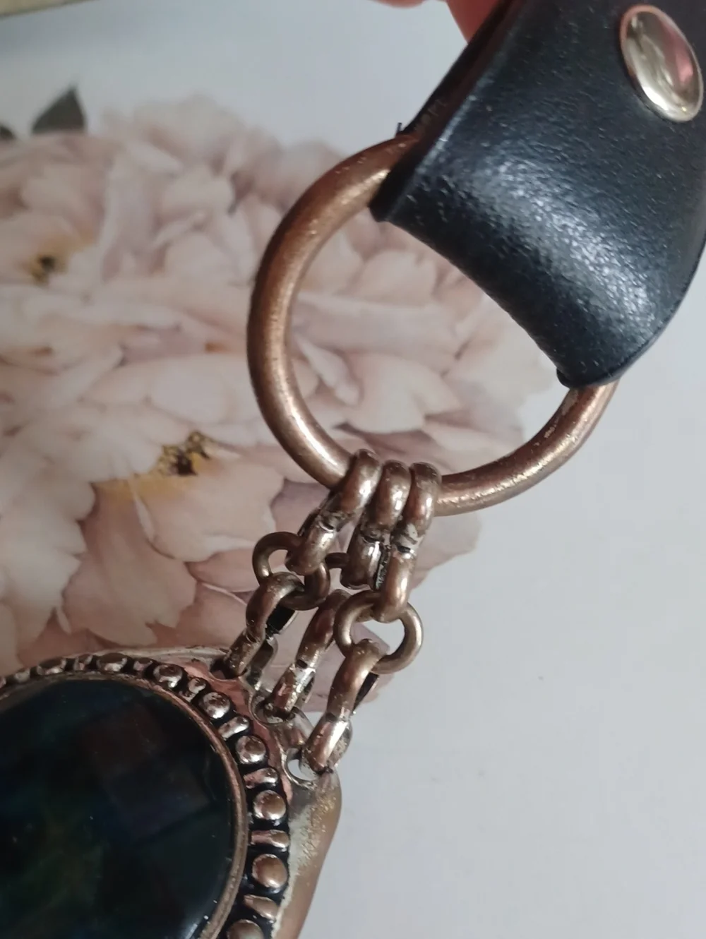 Chicos Leather Belt With Large Green Stones